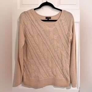 The Limited Decorative Knit Pullover Sweater Womens S Cream Long Sleeve